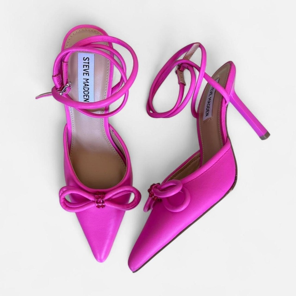 Steve Madden pointed toe hot pink mule heels